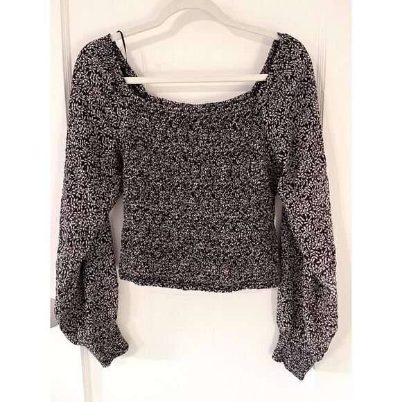 Womens Faherty Beatrice Smocked Top in Leaf Batik Size M - Picture 2 of 7